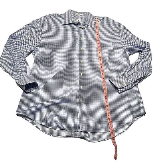 Peter Millar Mens Plaid Collared Long Sleeve Dress Shirt Blue White Size XL - Picture 3 of 6